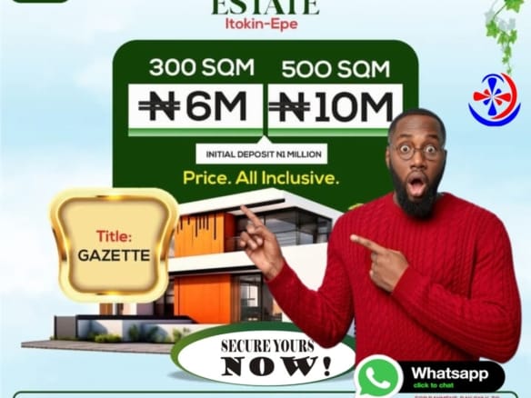Prime residential 500sqm land along Ikorodu Express Road, Itokin-Epe, Lagos. 7 Prime residential 500sqm land along Ikorodu Express Road, Itokin-Epe, Lagos.