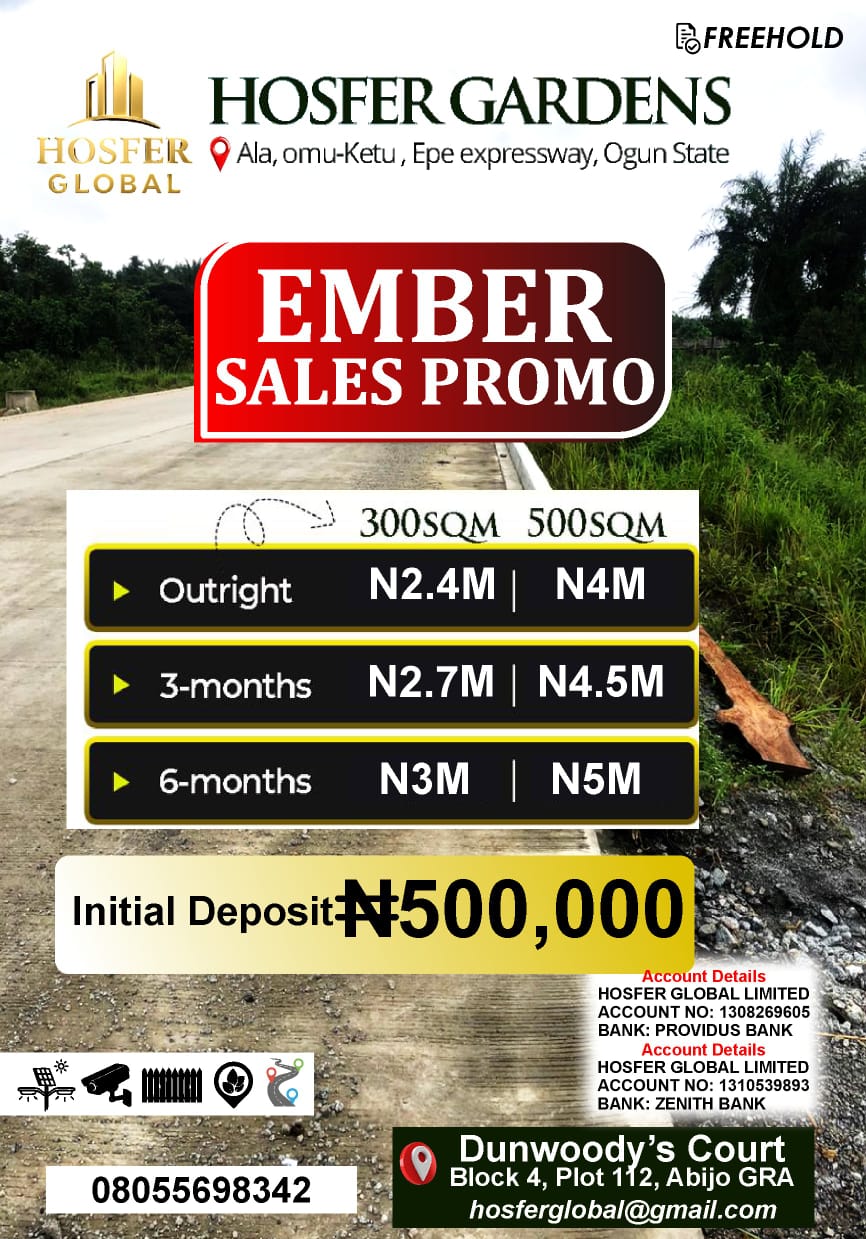 Hosfer Gardens, Ala - Fast developing location estate corridor