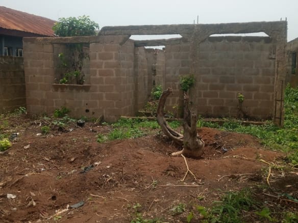 Half Plot Of Land With 2Bedroom Uncompleted Building