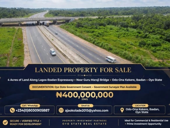 4 Acres Prime Development Land for Sale With Governor's Consent and Approved Government Registered Survey Plan